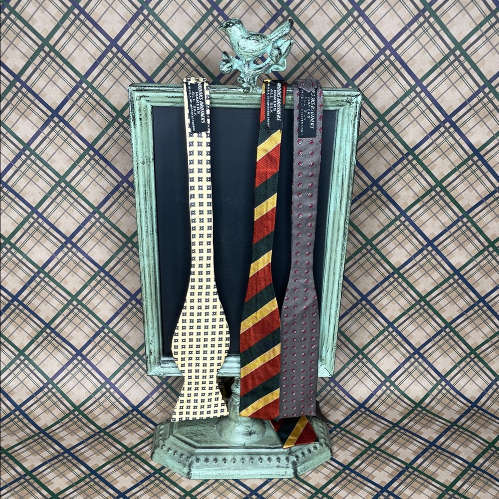 Brooks Brothers BowTie Trio in Cream, Multicolor, and Red All Silk Made in USA